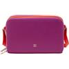 DUDU Borsa a Tracolla Donna Piccola in Pelle Doppia Cerniera Portafoglio Borsa a Mano Multitasche Fucsia