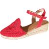 Generic Espadrillas da donna con zeppa in pizzo all'uncinetto, cinturino alla caviglia, punta aperta, tacco alto, scarpe estive da passeggio, eleganti scarpe da festa da donna, F1 Rosso, 38 EU