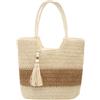 Long Keeper Borsa Paglia Mare - Borse Paglia Donna Elegante Boho Borsa a Spalla Estiva da Spiaggia Borse Tote Bag con cerniera Per Viaggio Vacanze (Beige con Nappe)