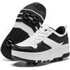 ANEFUN - Scarpe con rotelle da pattinaggio per bambini, ragazze e ragazzi, con ruote staccabili, alla moda, bianco e nero, 40 2/3 EU
