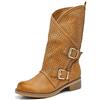 IF Fashion Scarpe da Donna Stivali Stivaletti Biker Fibbie Anfibi Primaverili Estivi 628 Camel N.37