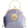 CRFASIBE Pochette Velluto Donna, Borsa da Sera Kiss Lock con Catena | Pochette Vintage con 120cm Catena Removibile, Versatile, Piccola Clutch Elegante per Balli, Matrimoni, Cerimonia, Formale
