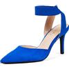 Zhabtuc Eleganti décolleté con Tacco a Spillo da 8 cm con Cinturino Elastico alla Caviglia e Punta in Pelle Scamosciata a Punta per Donna, Camoscio Blu Reale, 38.5 EU