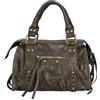 Gave Lux Borsa Donna Vera Pelle Scamosciata 25cm, Prodotto Artigianale Made in Italy, Con Manico, a Spalla o a Tracolla, GLX220609123FBG-049_VERDE_MILITARE_SCURO