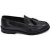 Malu Shoes Scarpe Mocassino Uomo con Nappina Bon Bon in Vera Pelle Nappa Nero Spazzolato e Fondo in Cuoio con Antiscivolo (41 EU)