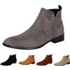 Generisch Scarpe da uomo eleganti sportive, stivaletti da uomo in pelle scamosciata senza lacci Chelsea stivali vegani da trekking caldi scarpe casual occidentali in pelle antiscivolo autunno scarpe da barca