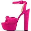 Castamere Donna Alto High Chunky Blocco Piattaforma Tacco Heel Aperte sulla Punta Cinturino alla Caviglia Nodo Fiocco Sandali Magenta Rosso 43 EU