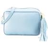 SH Leder Chiara G209 - Borsa a tracolla in vera pelle, con chiusura lampo, 21 x 15 cm, Azzurro