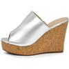 IF Fashion Sandali Zatteroni Ciabatte Zeppa Zeppe Alte da Donna Estiva M627 Argento N.40