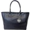 Chicca Borse Borsa a Mano Shopper Grande da Donna indossabile a Spalla in Vera Pelle (Dollaro Nero)