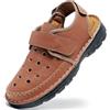 GURGER Sandali Sportivi Uomo Estivi Punta Chiusa Pelle Sandali da Trekking Marrone Rosso 46