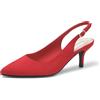 Greatonu Slingback Donna Scarpe Eleganti Decollete con Tacco Medio a Gattino e Punta, Rosso EU 39