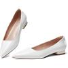 Zhabtuc Ballerine Donna Scarpe Basse a Punta Eleganti Scarpe Decolte Tacco Basso Slip-on Ballet Flats, Vernice Bianca, 37 EU