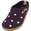 HAFLINGER Grizzly Cuoricini Felt Slipper Cork Lavender, taglia 40