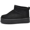 IF Stivali Stivaletti Mammut Da Donna Alla Caviglia Con Pelo Pelliccia Platform Zeppa Camoscio Sintetico R-17 Nero N.40