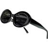 80Days Occhiali da Sole Ovali Donna - UV400, Stile Distintivo, Retrò Chic (BLK)