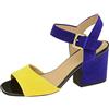 Geox D Marilyse B - Sandali con Zeppa Donna, Giallo (YELLOW/DK VIOLETC2V8K), 36 EU
