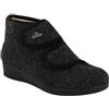 Fly Flot Pantofole Donna in Lana da Filiera Etica Controllata con Ricamo Floreale, Sottopiede in Memory Estraibile, Sandali a Ciabatta, Nero, 37 EU