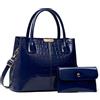 NICOLE & DORIS Borsa Donna Vernice Borsa e Portafoglio Set 2 Pezzi Borse a Mano Coccodrillo Borsetta Tracolla Borsa a Spalla per Lavoro Shopping Viaggi Blu