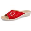 Fly Flot Ciabatta Donna in Morbida Microfibra con Fibbia Regolabile, Fodera Traspirante, Sottopiede in Pelle, Sandali, Rosso, 41 EU