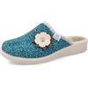 Fly Flot Ciabatta Donna Invernale in Tessuto con Applicazione Floreale