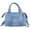 Gave Lux Borsa Donna Vera Pelle Scamosciata 25cm, Prodotto Artigianale Made in Italy, Con Manico, a Spalla o a Tracolla, GLX220609123FBG-BLU_JEANS