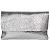 AMBRA Moda GLX11 - Borsa a tracolla da donna, in vera pelle, con tracolla rimovibile e regolabile, adatta per cellulari e tablet fino a 7 pollici, (grigio argente metallico)