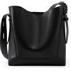 eLymwoo Borsa a tracolla da donna, in vera pelle, multifunzionale, di grande capacità, per pendolari, nero
