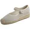 Feversole Womens Wedge Sandals，Espadrillas con Zeppa da Sandali Donna Zeppa in Mary Jane in tela di juta beige 41