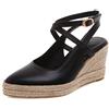 Lroey Reoly Décolleté Donna, Espadrillas Zeppa Moda Scarpe da Festa Tacco Alto Appuntito Criss Cross Strap con Plateau Nero Numero 38 EU