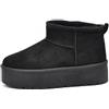 IF Stivali Stivaletti Mammut Da Donna Alla Caviglia Con Pelo Pelliccia Platform Zeppa Camoscio Sintetico P309 Nero N.41