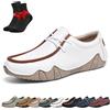 SYT-MD Mocassini Barefoot, Mocassini Slip-on in Pelle Traspirante da Uomo, Scarpe da Guida Leggere e Antiscivolo(White,39 EU)