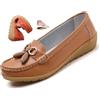 ZPLMIDE Mocassini ortopedici da donna in pelle traspirante, vestibilità larga, mocassini classici, con zeppa, casual, senza lacci, scarpe da trekking (42EU, marrone)