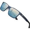 DUCO Occhiali da sole polarizzati da uomo, vintage, montatura in alluminio, stile retrò, sportivi, 100% protezione UV 8207, Montatura blu, lenti blu Revo, 135 Millimeter