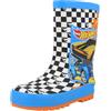 Hot Wheels Stivali di gomma impermeabili per bambini, con suola antiscivolo, divertenti scarpe da pioggia per bambini con stampa di auto da corsa, Blu, 28 EU