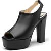 Lroey Reoly Sandali da Donna, Scarpe Slingback con Tacco Alto E Punta Aperta Senza Chiusura Tacco a Blocco Sandali Slingback con Plateau, 9210Mqf Nero Numero 45 EU