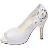 Emily Bridal Scarpe da Sposa con Tacco Alto in Pizzo con Punta Aperta (EU36, Bianco)