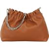 SH Leder Borsa a tracolla in vera pelle, con catena argentata, 23 x 14 cm, Elke G355, cognac, s