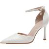 Eestfy Tacchi a Spillo D'Orsay Eleganti Donna Pelle Verniciata con Punta Accuminata e Singolo Cinturino, Scarpe da Sera con Tacco per Cocktail Party e Ricevimento Serale,White 7cm,34 EU