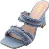 Ulalaza Ciabatte in Denim da Donna Pantofole Piatte in Tessuto Jean Casual Pantofole con Zeppa a Punta Aperta Zoccoli con Plateau Sandali Boho Antiscivolo Mocassini Slip-on Senza Schienale