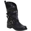Toocool - Stivali Donna Bassi Biker Boots Motociclista Stivaletti Fibbie Anfibi SA9907 [36,Nero]