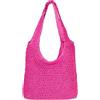 styleBREAKER Borsa a sacco da donna in paglia intrecciata,Rosato