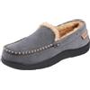 Zigzagger Mocassino Uomo Microsuede con suola in gomma Memory Foam, pantofole calde invernali, Grigio Tempesta, 41EU