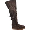 Malu Shoes Stivali Donna Indianini Marrone Scamosciati Alti sopra al Ginocchio Frange Zeppa Interna 5cm Cinturino Fibbia Stemma