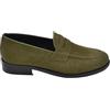 Malu Shoes Mocassino Uomo in Vera Pelle Scamosciato Verde con bendina Fatte a Mano con Cuciture College in Rilievo Made in Italy