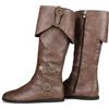 Galindopia Unisex Renaissance Faire Cosplay Scarpe Vintage Stivali Medi Fold Over Medieval Uomo Costume Witch Pirate Viking Tied Scarpe Piatto Victorian Stivali Brown Size 47