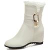 Lroey Reoly Stivaletti da Donna con Zeppa, Stivaletti da Festa Punta Rotonda Tacco Medio Stivali Corti Zip, E14737Fk Beige Numero 33 EU