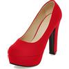 Lroey Reoly Décolleté con Tacco Largo da Donna, Pompe al Tallone Alto Punta Rotonda Senza Chiusura Scarpe da Sera con Plateau Moda Vxdgci Rosso Numero 42 EU