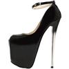 UJEDFHV Donna Classico High Heels Scarpe da Donna in Pelle Verniciata con Punta Aperta, Tacco Alto 19,0 cm, Scarpe da Donna con Plateau, Primavera Estate(Black 19cm,39)