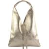 modamoda de T260 Borsa a tracolla da donna in pelle elegante adatta all'uso quotidiano Made in Italy, Oro chiaro metallizzato, L